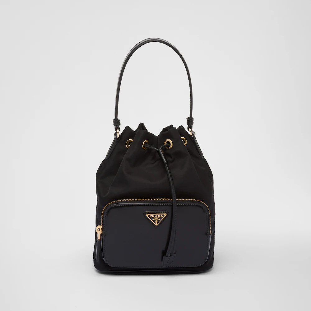 Re-Nylon and brushed leather bag