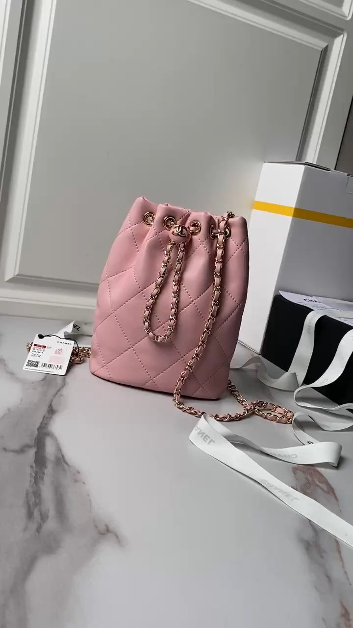 CHANEL Backpacks Shiny Lambskin & Gold-Tone Metal Pink-AS4810