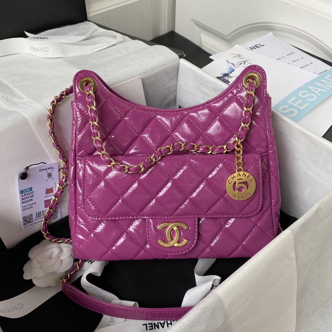 CHANEL Hobo Handbag Pink-AS4322