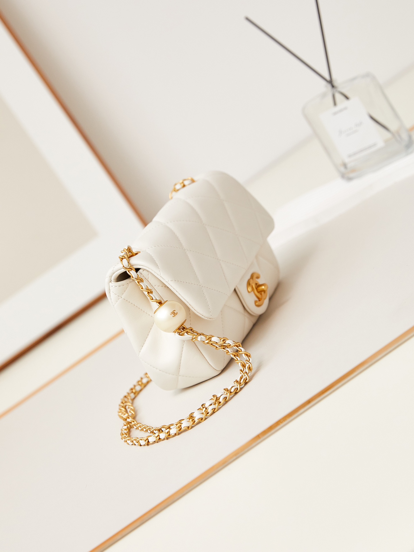 CHANEL Small Flap Bag White-AS4861