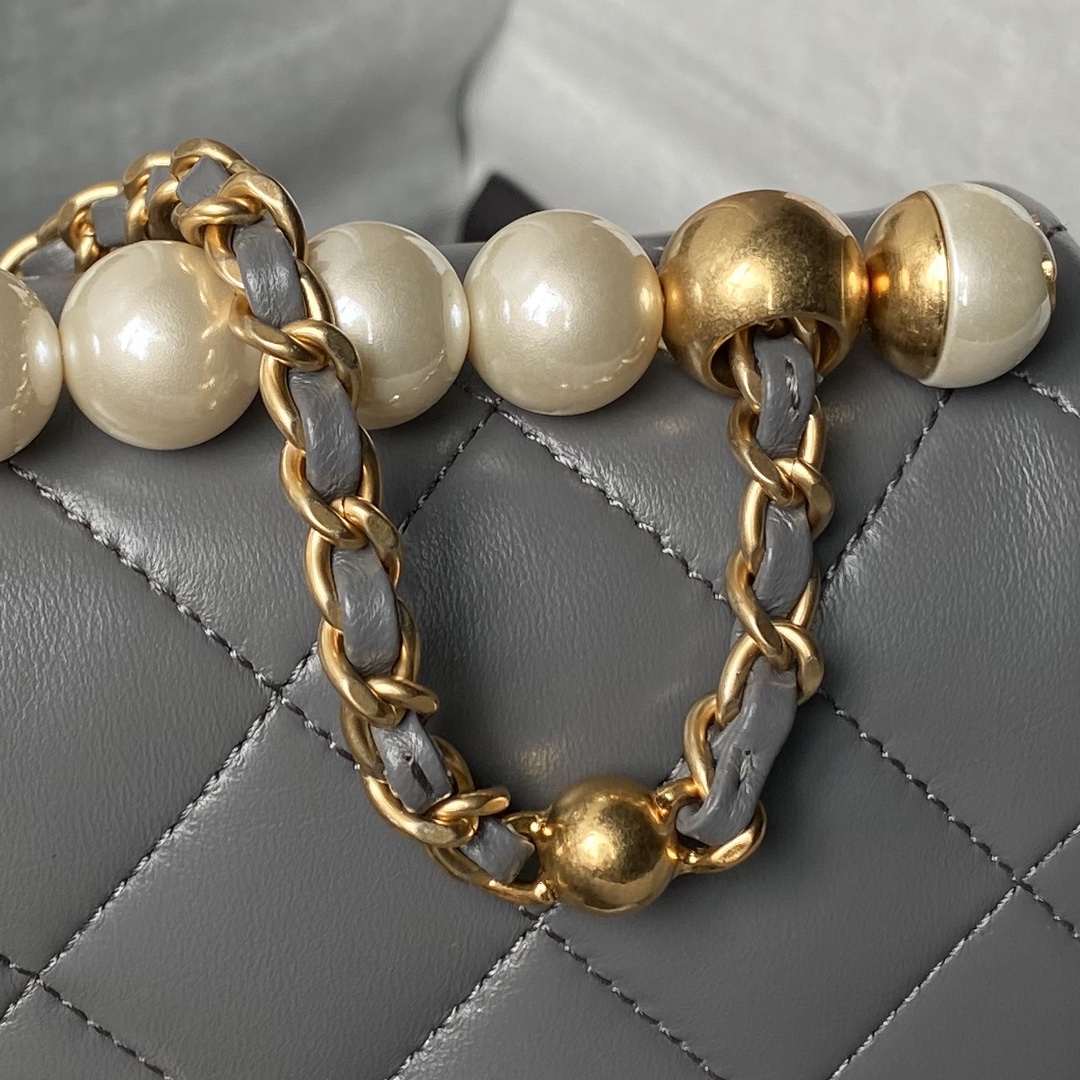 CHANEL Mini Flap Bag with Top Handle Grey-AS5001