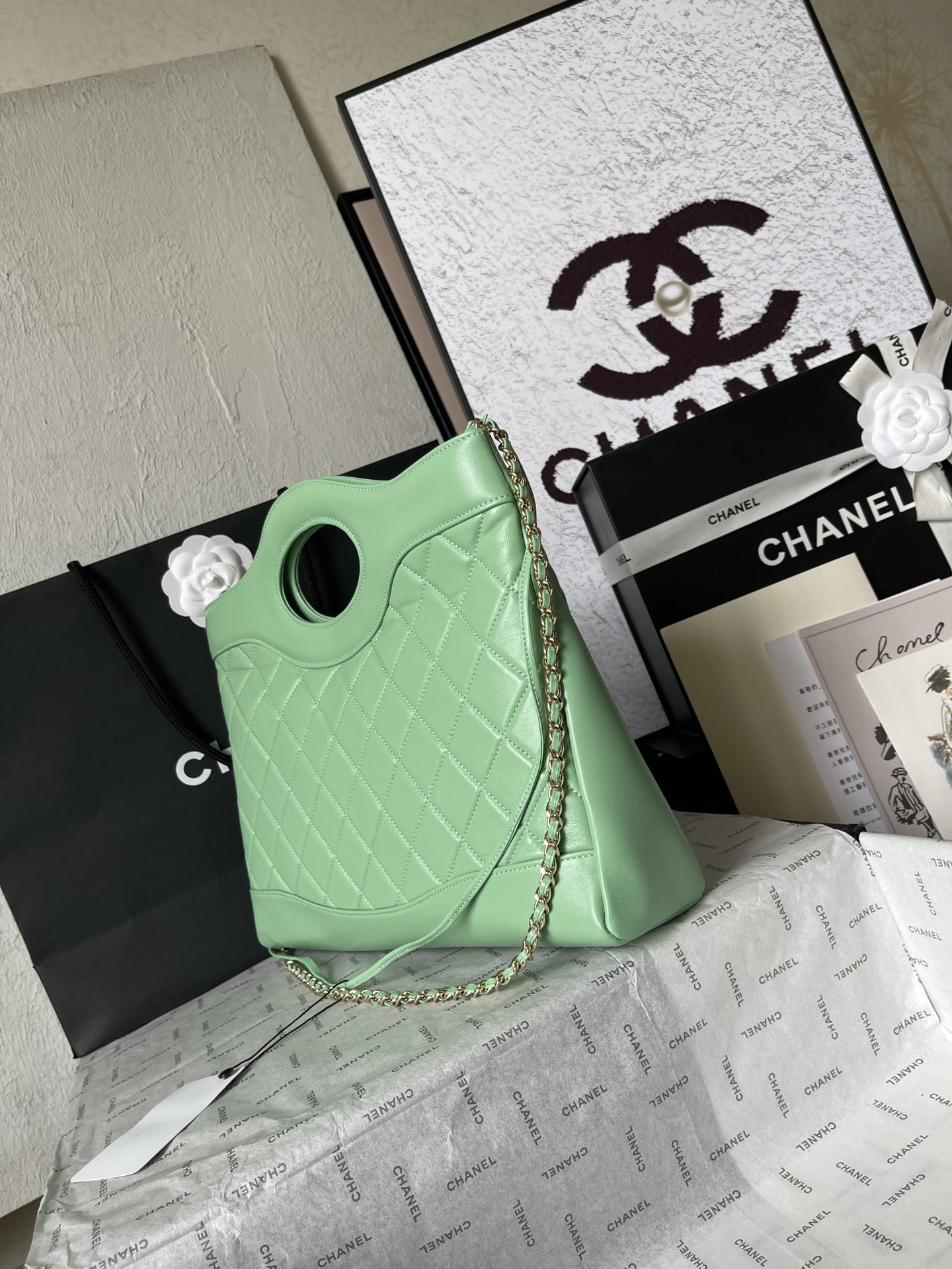 CHANEL Shopping Bag Green-AS4854