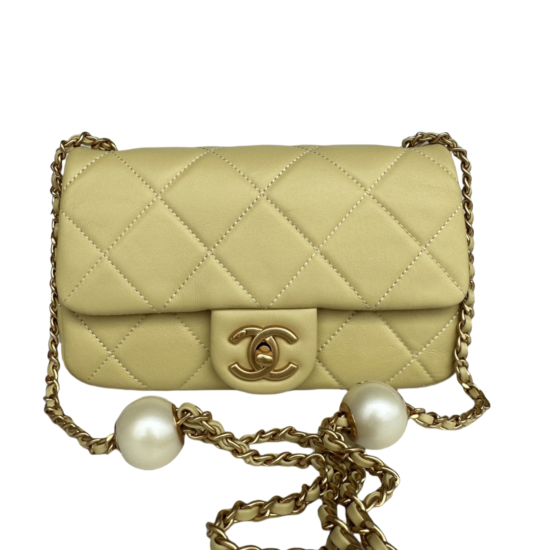 CHANEL Small Flap Bag Yellow-AS4861