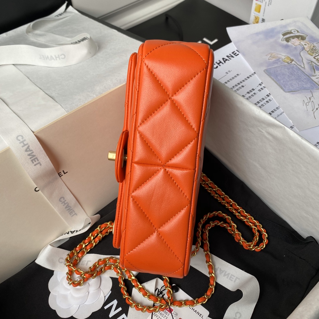 CHANEL Small Flap Bag Orange-AS4861