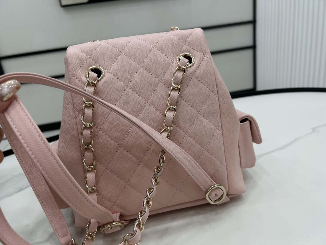 CHANEL Grained Shiny Calfskin & Gold-Tone Metal Pink - AS4398