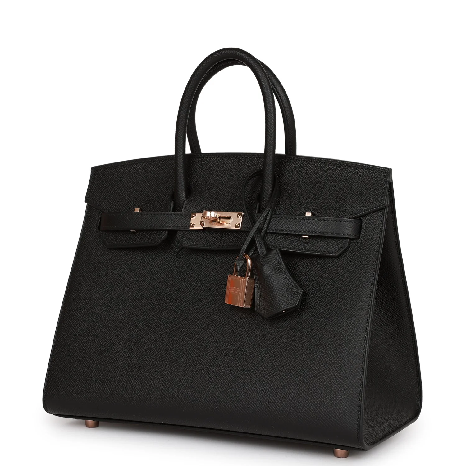 Birkin Sellier 25 Black Epsom Rose Gold Hardware