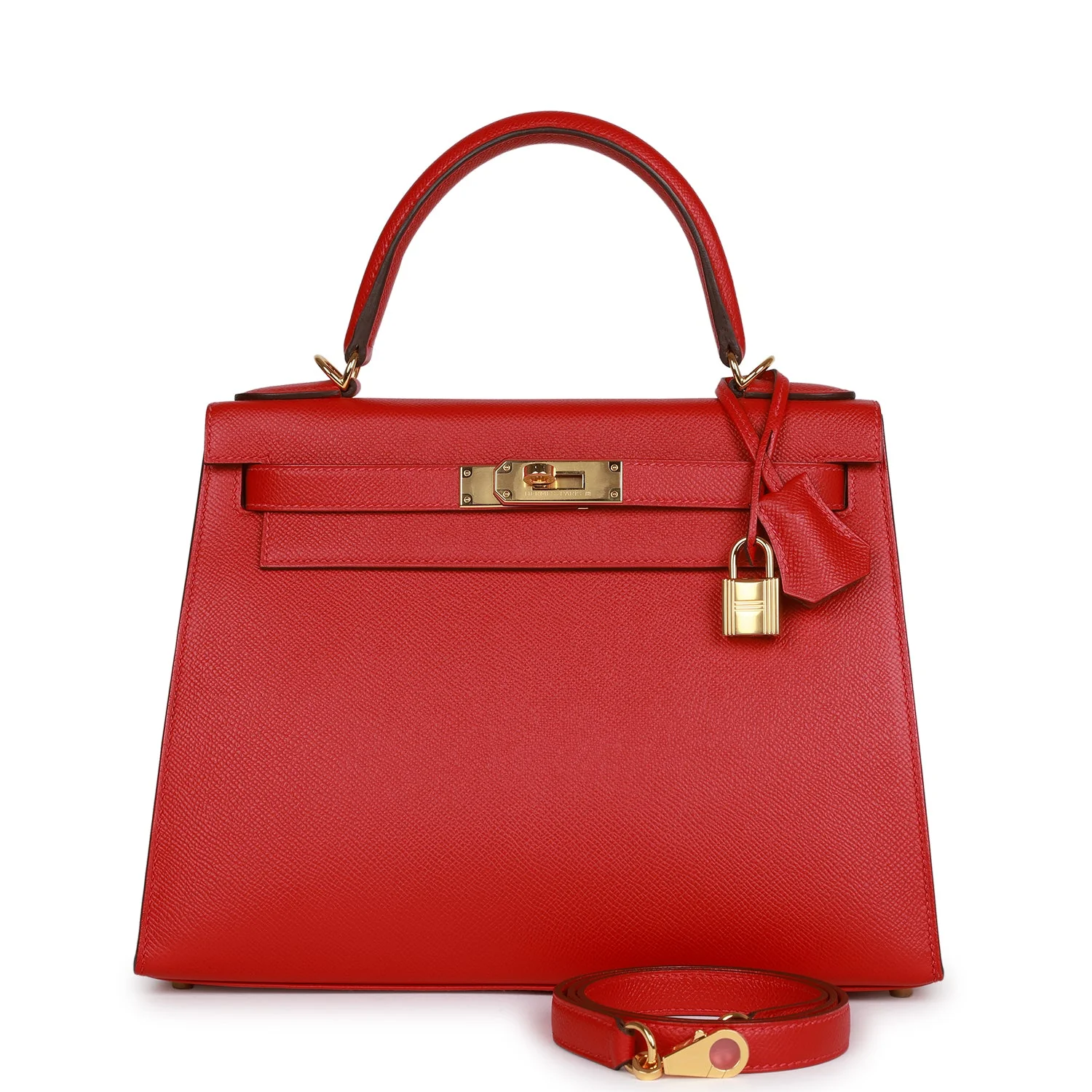 Kelly Sellier 28 Rouge Casaque Epsom Gold Hardware