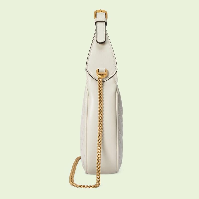 GG Marmont Half-moon-shaped Mini White Bag
