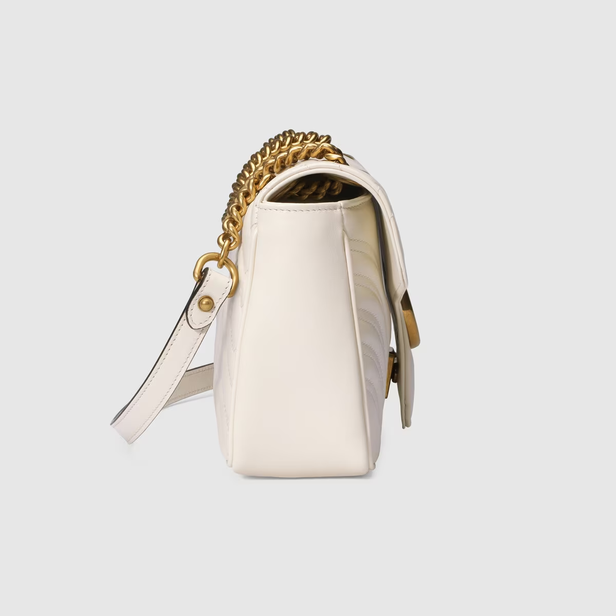 GG Marmont Small White Matelass Shoulder Bag