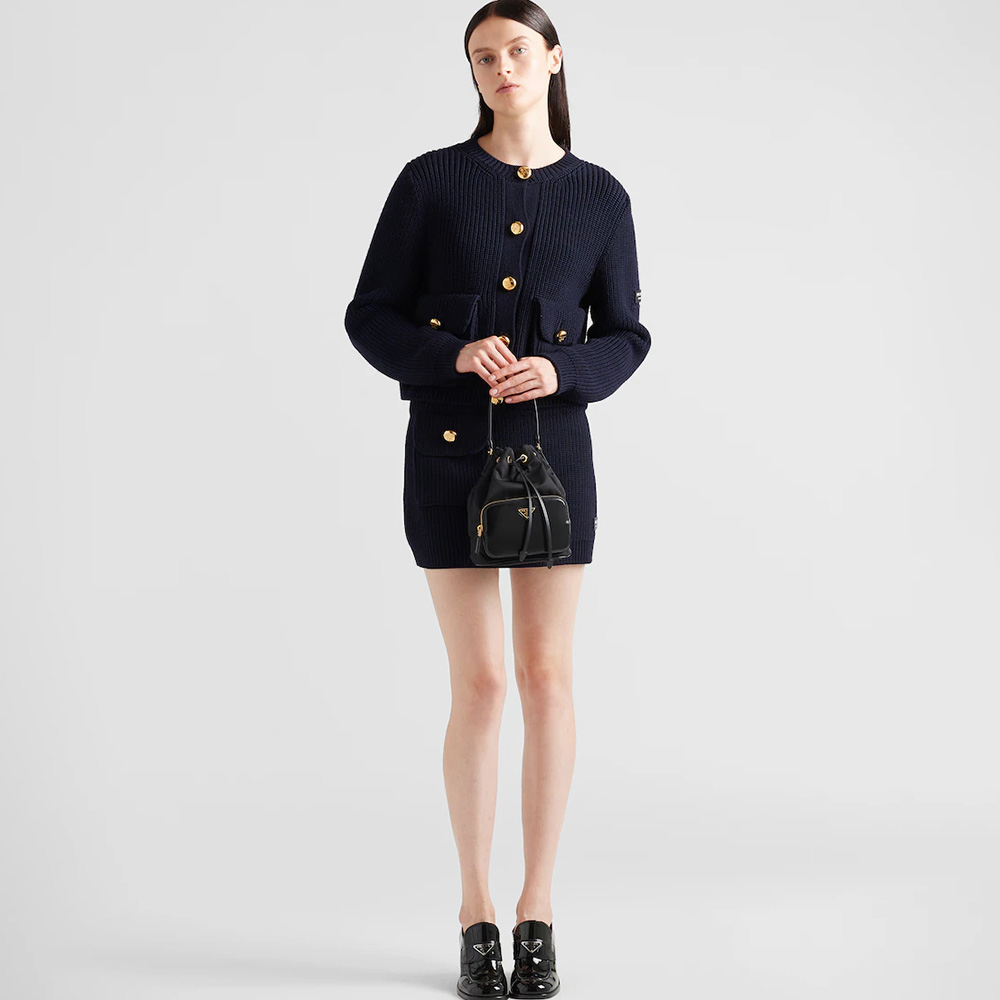 Re-Nylon and brushed leather bag