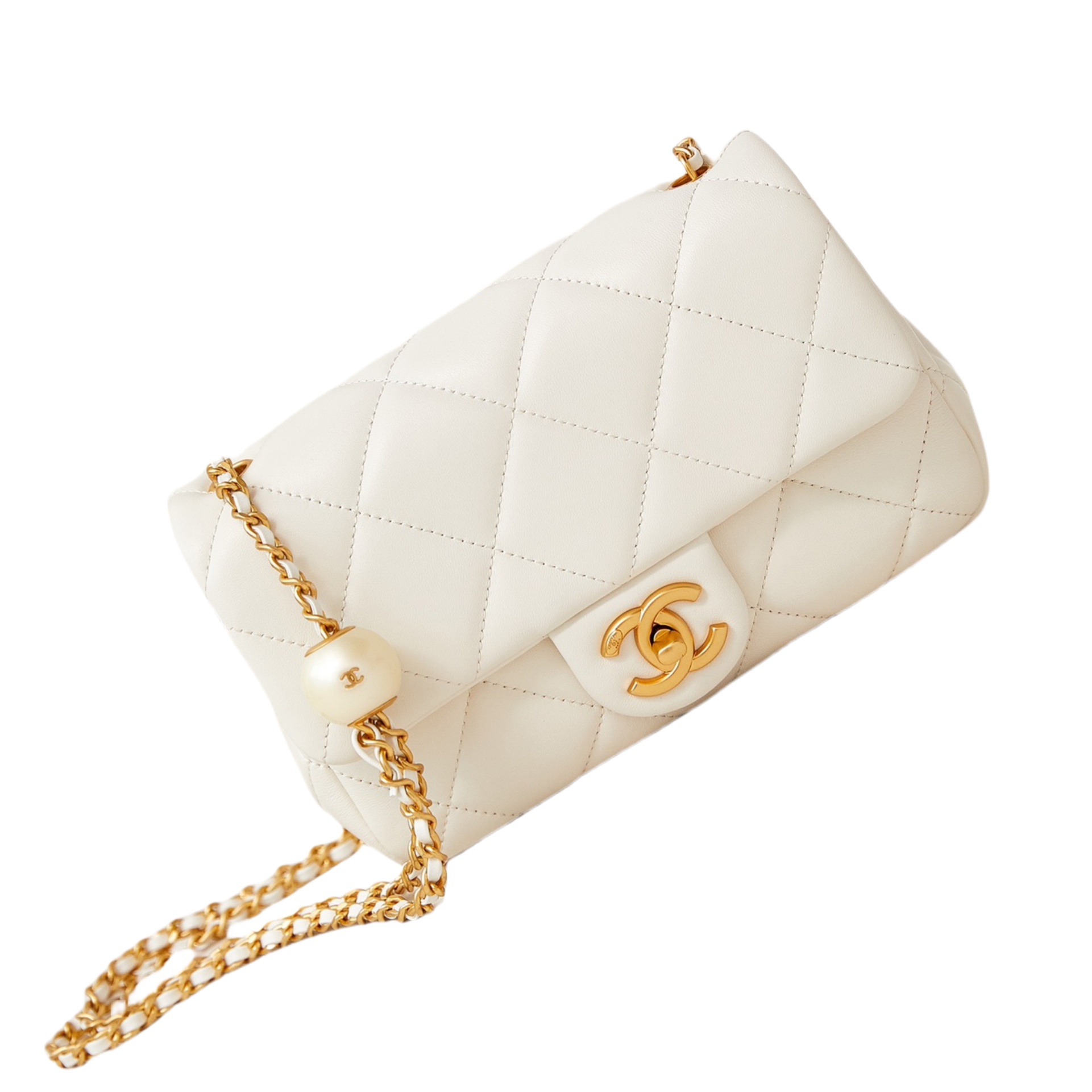 CHANEL Small Flap Bag White-AS4861