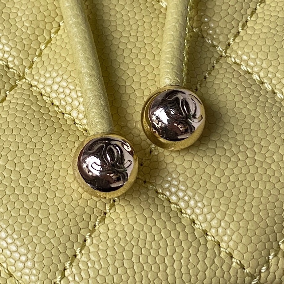 CHANEL Backpacks Grain-embossed shiny calf leather with gold-coloured metal yellow  -AS4058