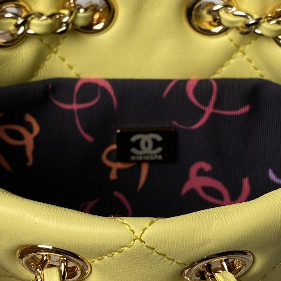 CHANEL Backpacks  Shiny Lambskin & Gold-Tone Metal Yellow-AS4810