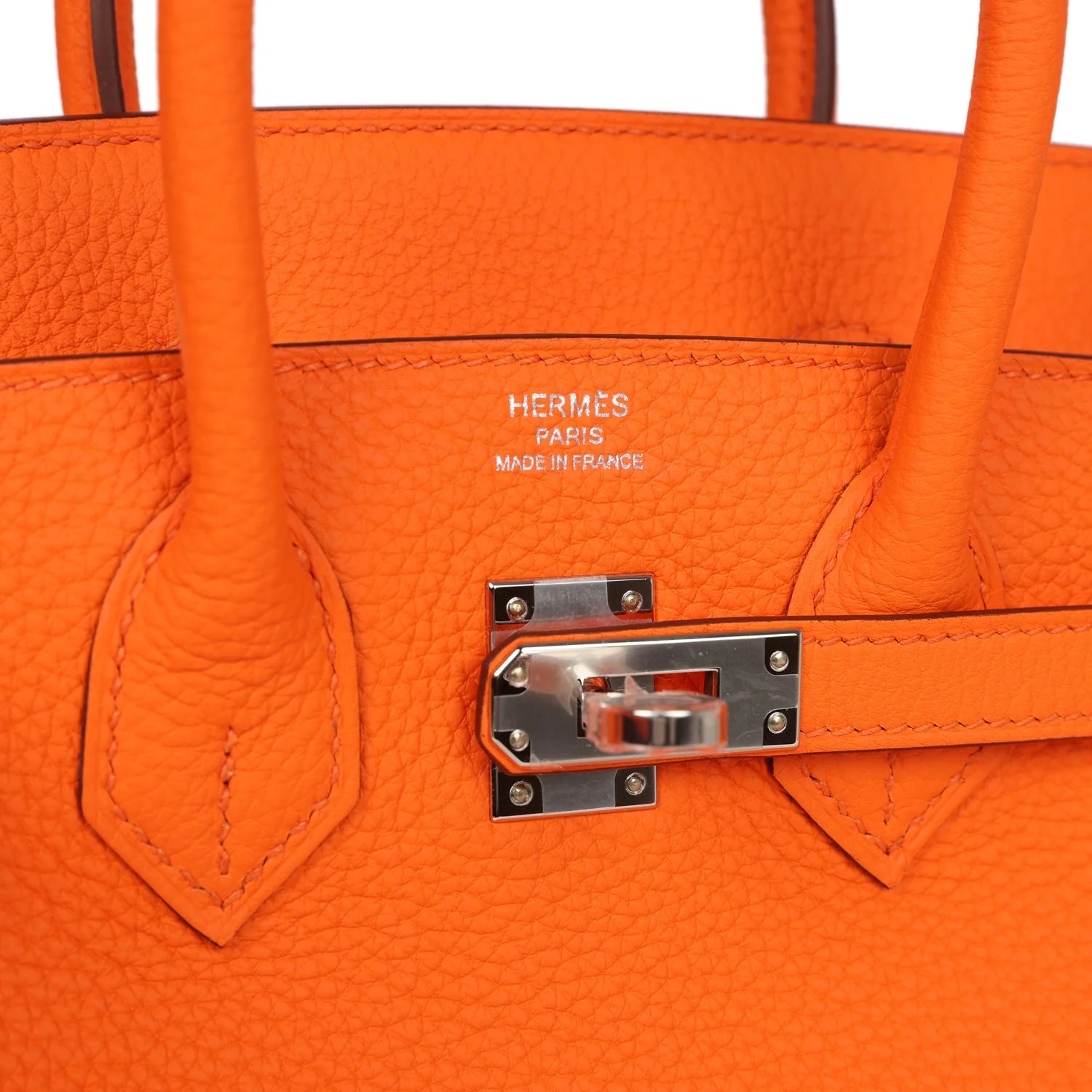 Birkin 25 Orange Minium Togo Palladium Hardware