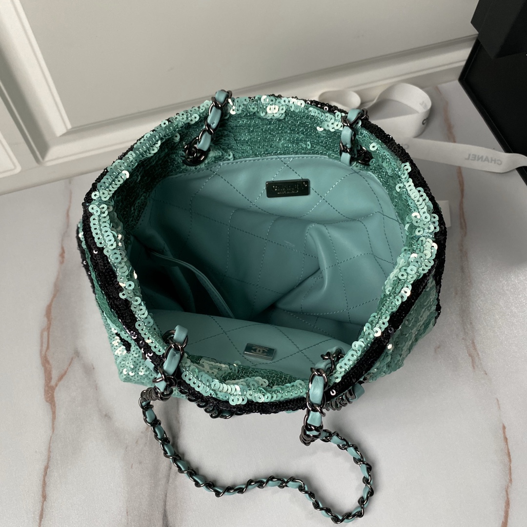 CHANEL Shopping Bag Green- AS4856