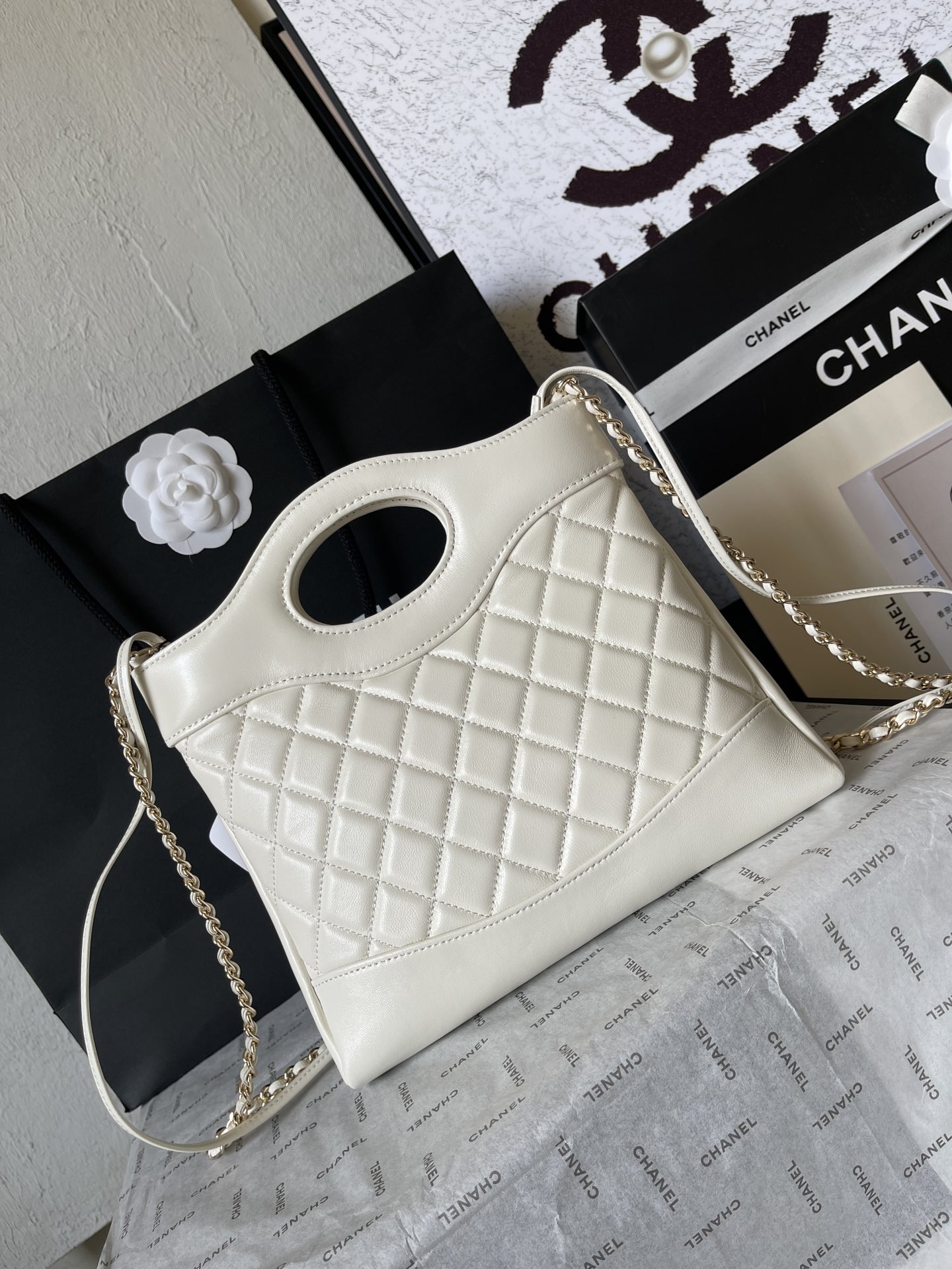 CHANEL 31 Mini Shopping Bag White-AS4133