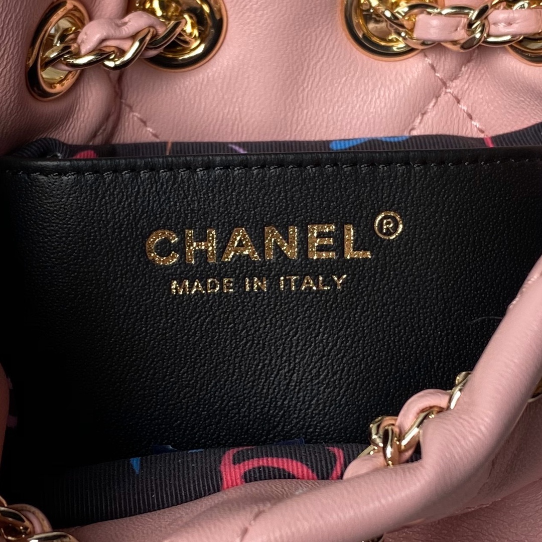 CHANEL Backpacks Shiny Lambskin & Gold-Tone Metal Pink-AS4810
