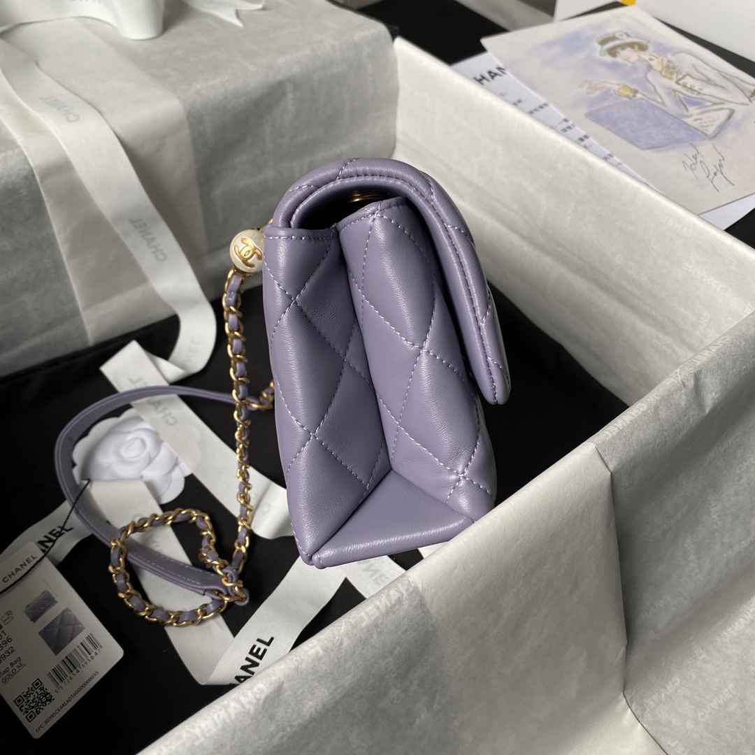 CHANEL Mini Flap Bag with Top Handle Purple-AS5001