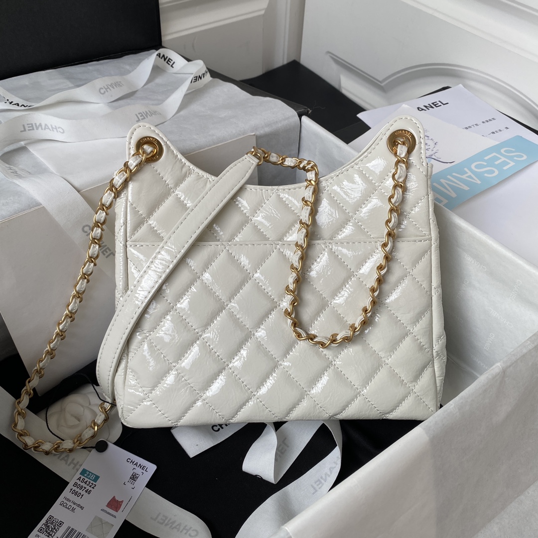 CHANEL Hobo Handbag White-AS4322