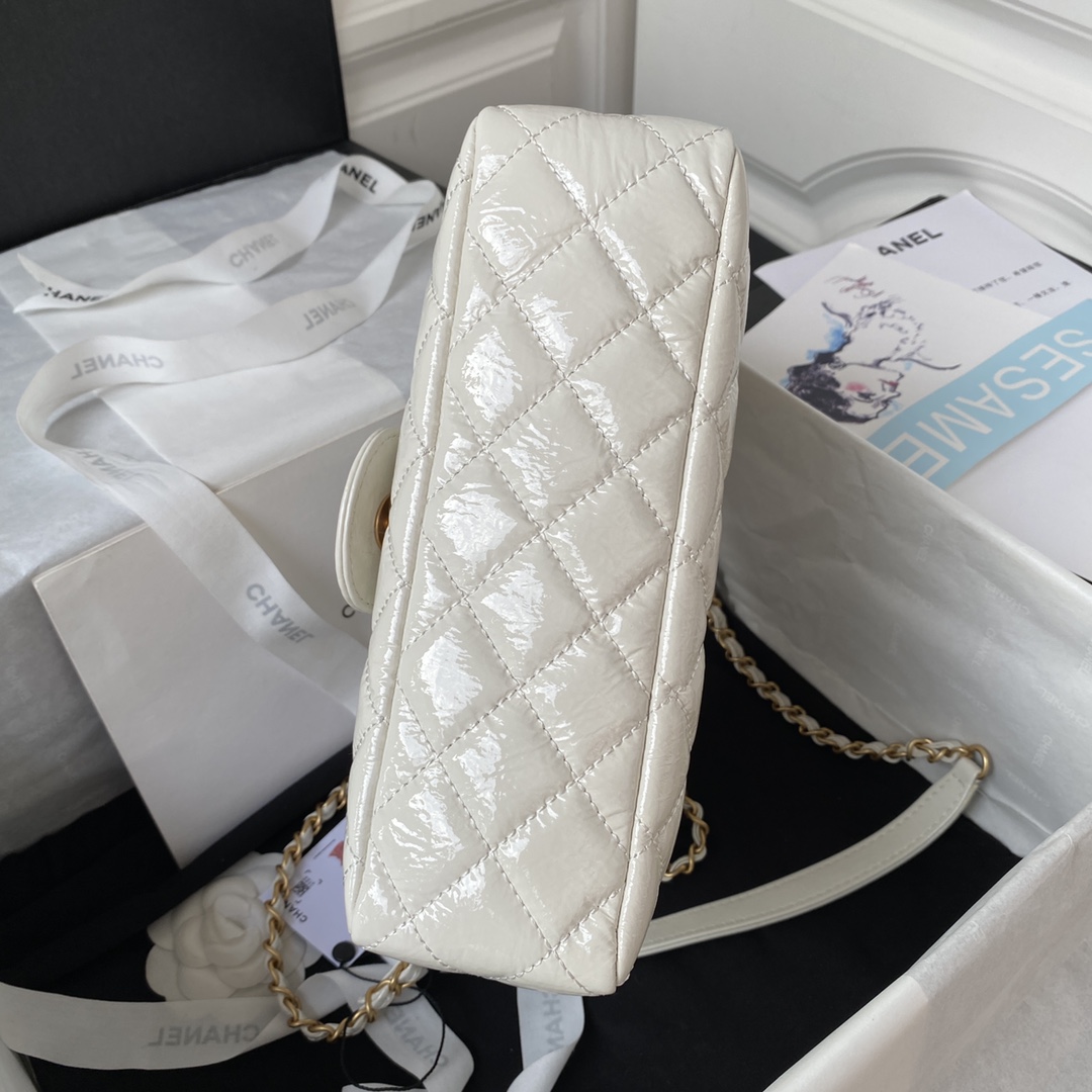 CHANEL Hobo Handbag White-AS4322