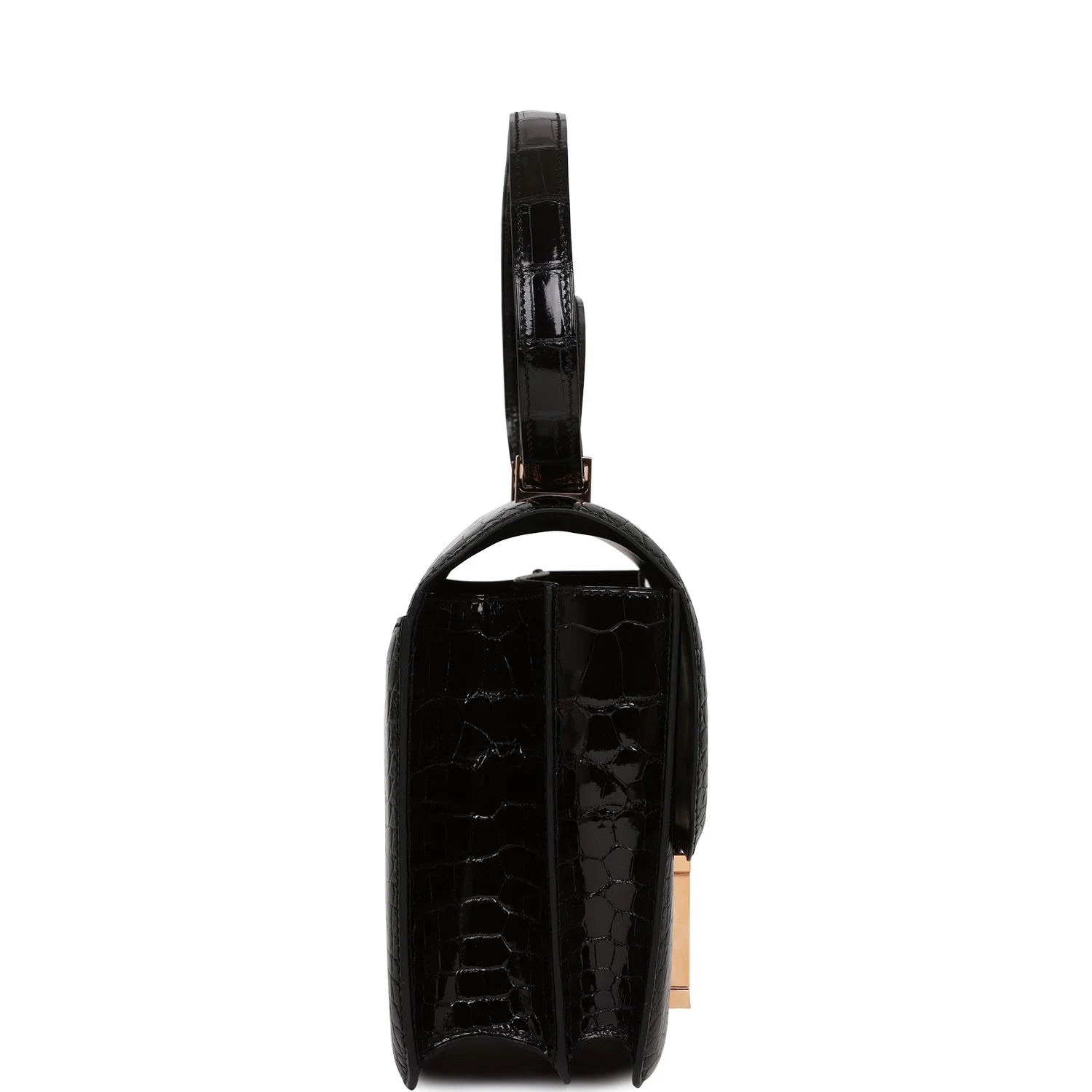 Constance 24 Black Shiny Alligator Rose Gold Hardware