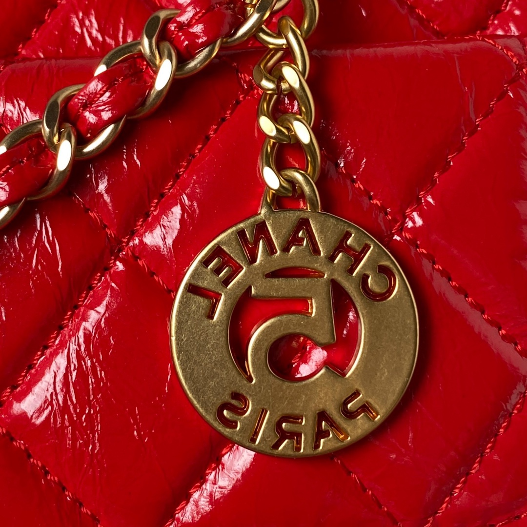 CHANEL Hobo Handbag Red-AS4322