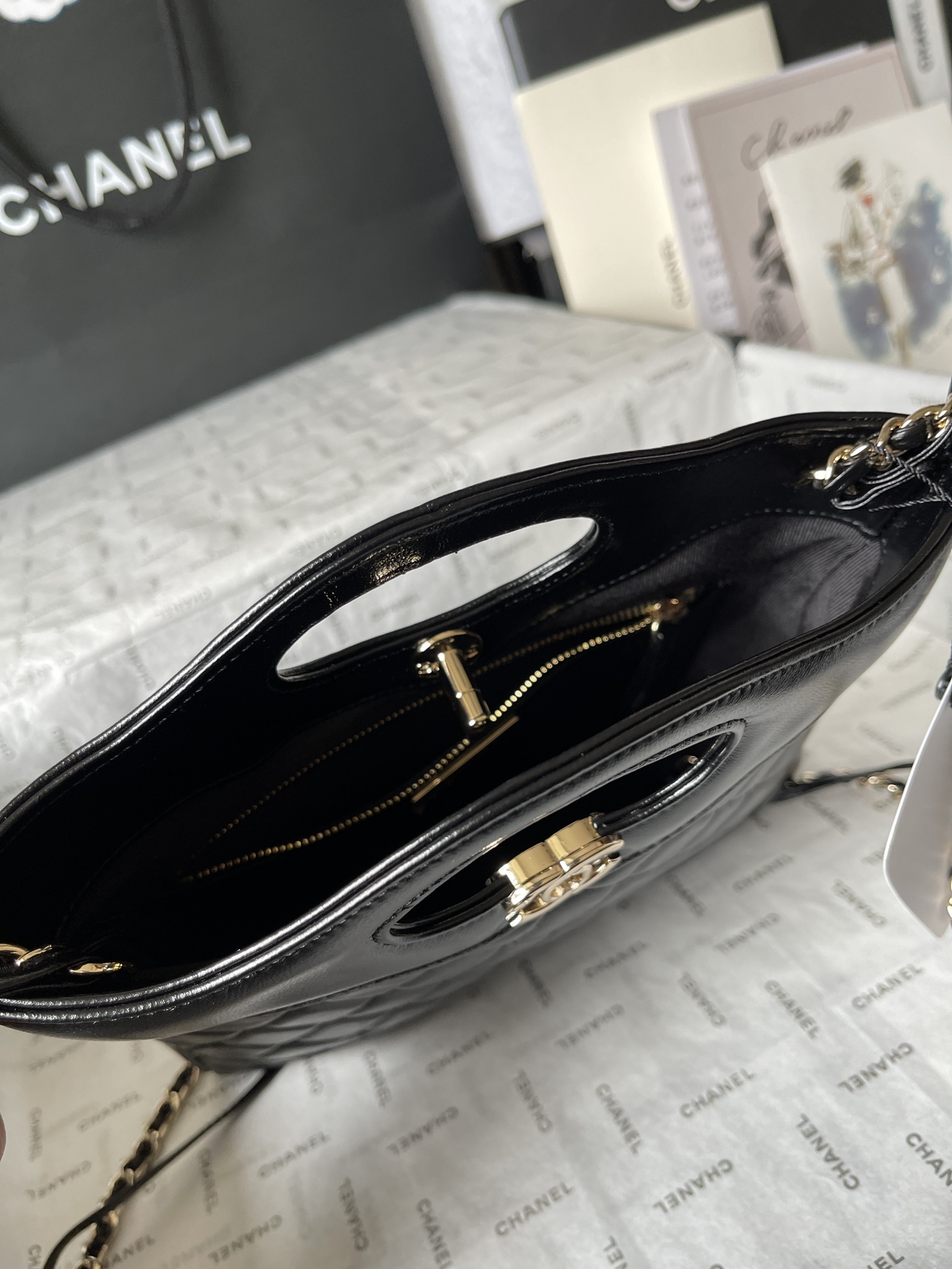 CHANEL 31 Mini Shopping Bag Black-AS4133