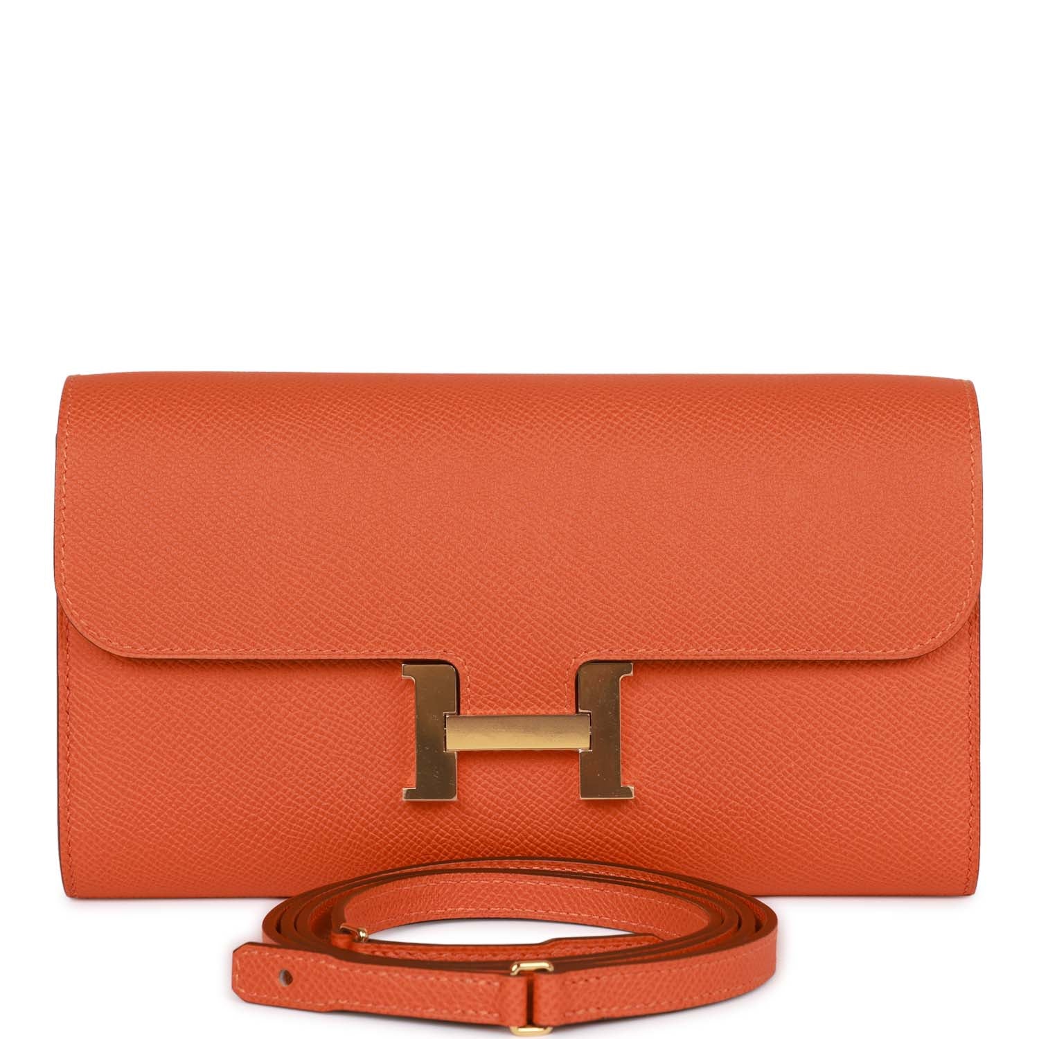 Constance Wallet To Go Orange Epsom Gold Hardware