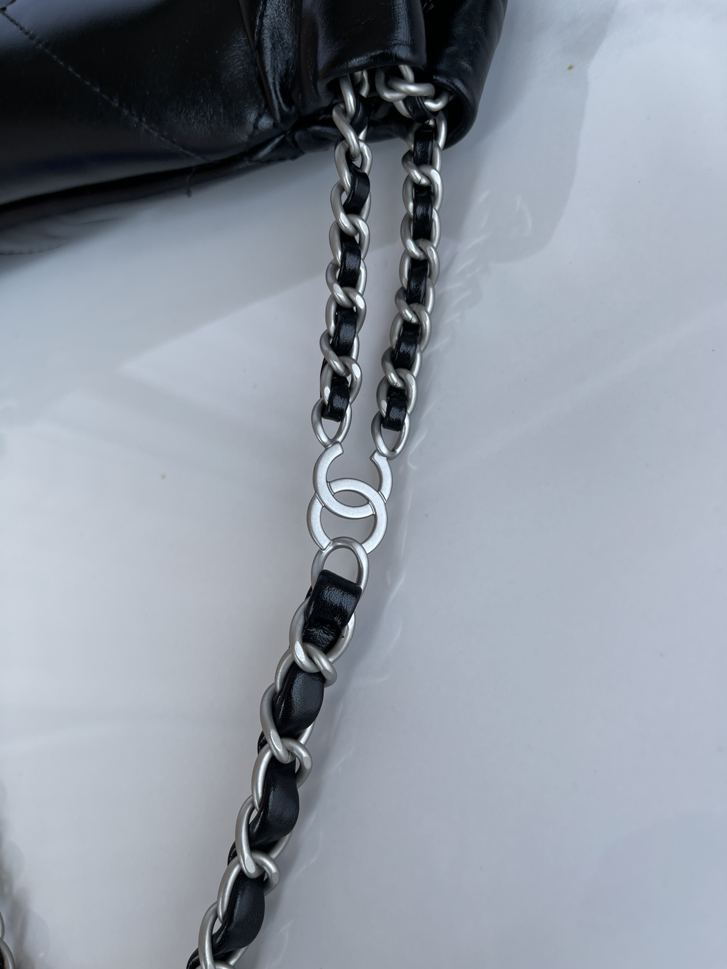 CHANEL Backpacks Shiny Calfskin & Gold-Tone Metal Black- AS3859