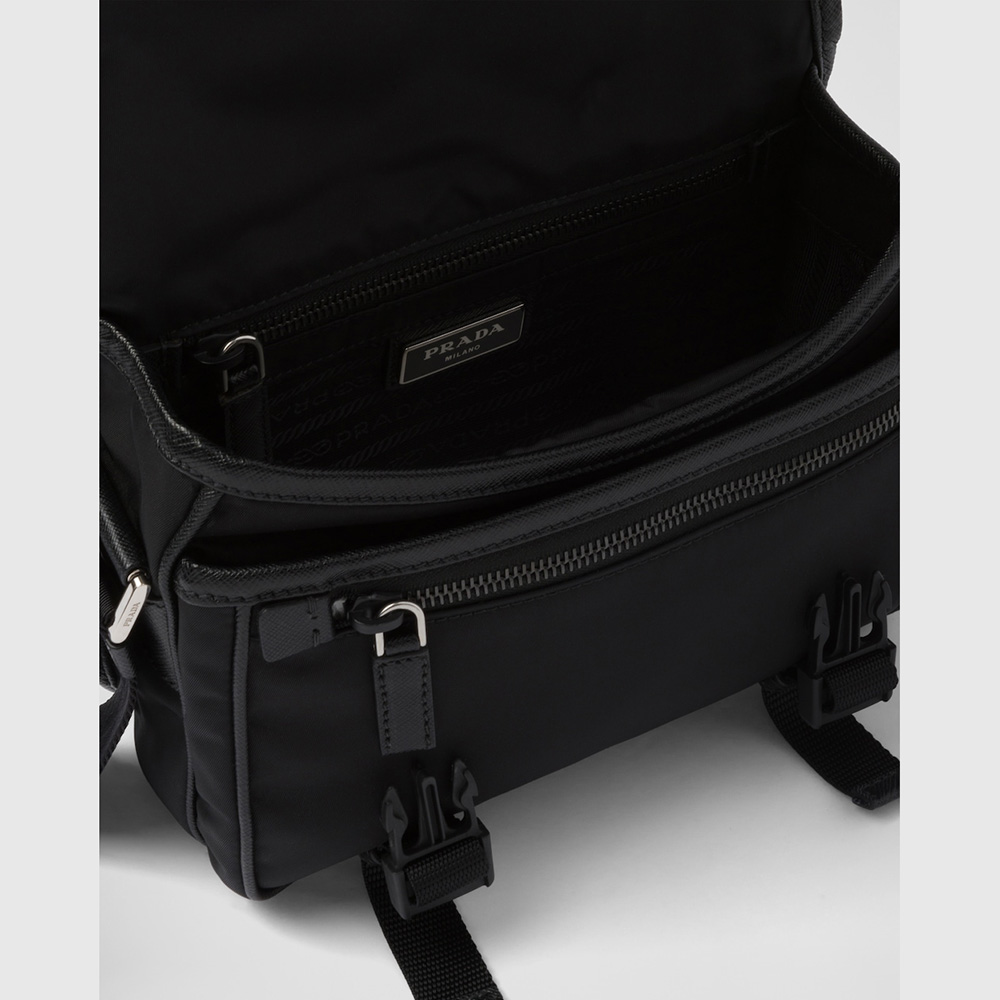 Re-Nylon and Saffiano leather shoulder bag