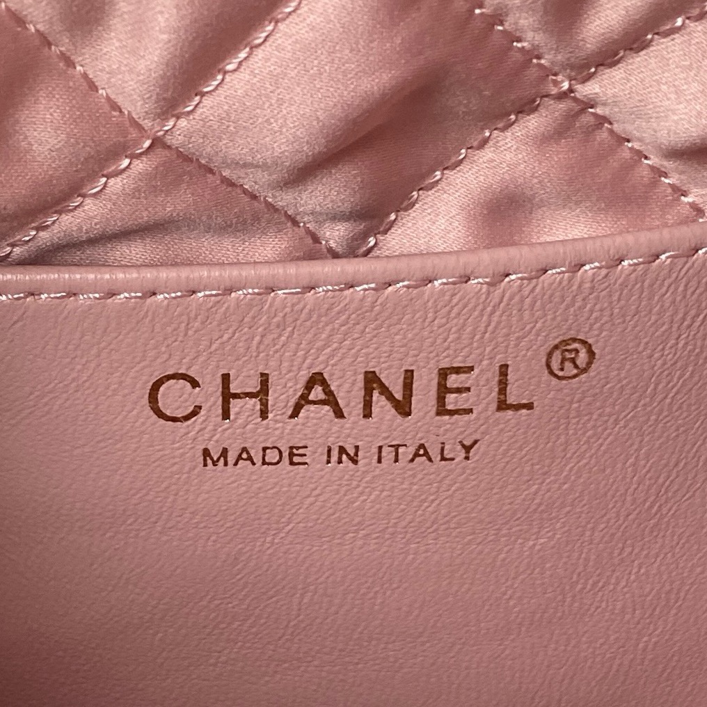 CHANEL CHANEL 22 Mini Handbag Shiny Calfskin & Gold-Tone Metal Light Pink- AS3980