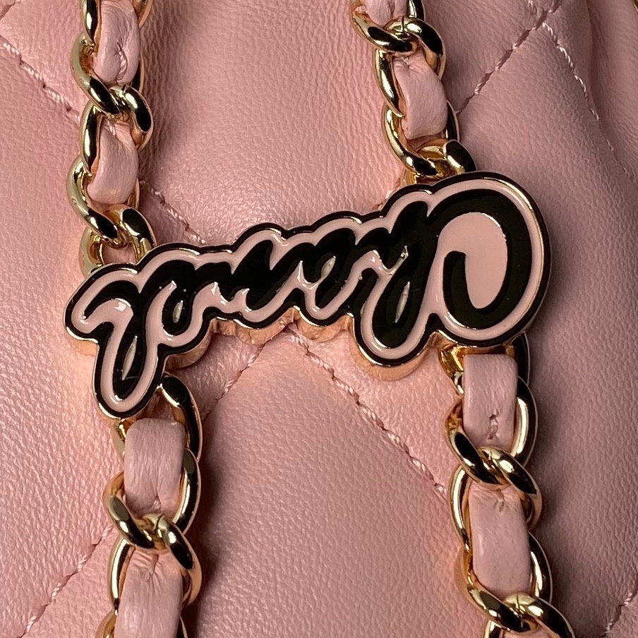 CHANEL Backpacks Shiny Lambskin & Gold-Tone Metal Pink-AS4810