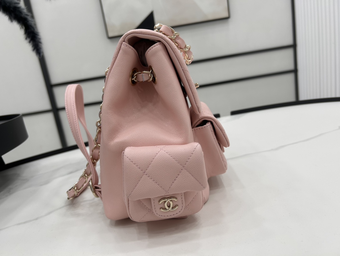 CHANEL Grained Shiny Calfskin & Gold-Tone Metal Pink - AS4398
