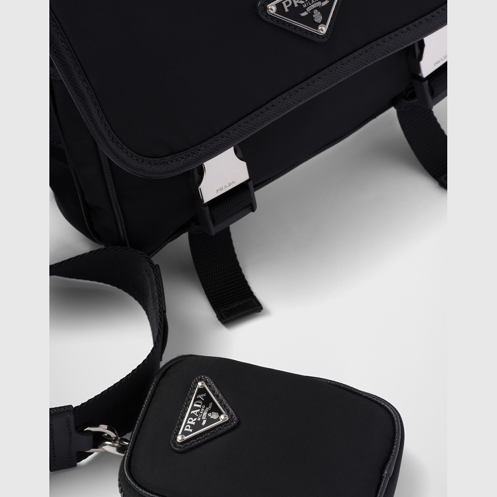 Re-Nylon and Saffiano leather shoulder bag