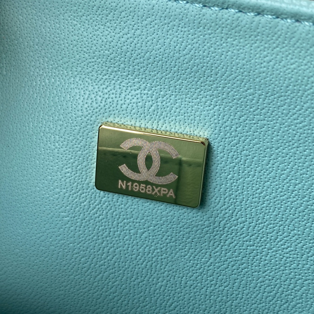 CHANEL CLASSIC 11.12 HANDBAG Lambskin & Brown Metal Blue-A01112