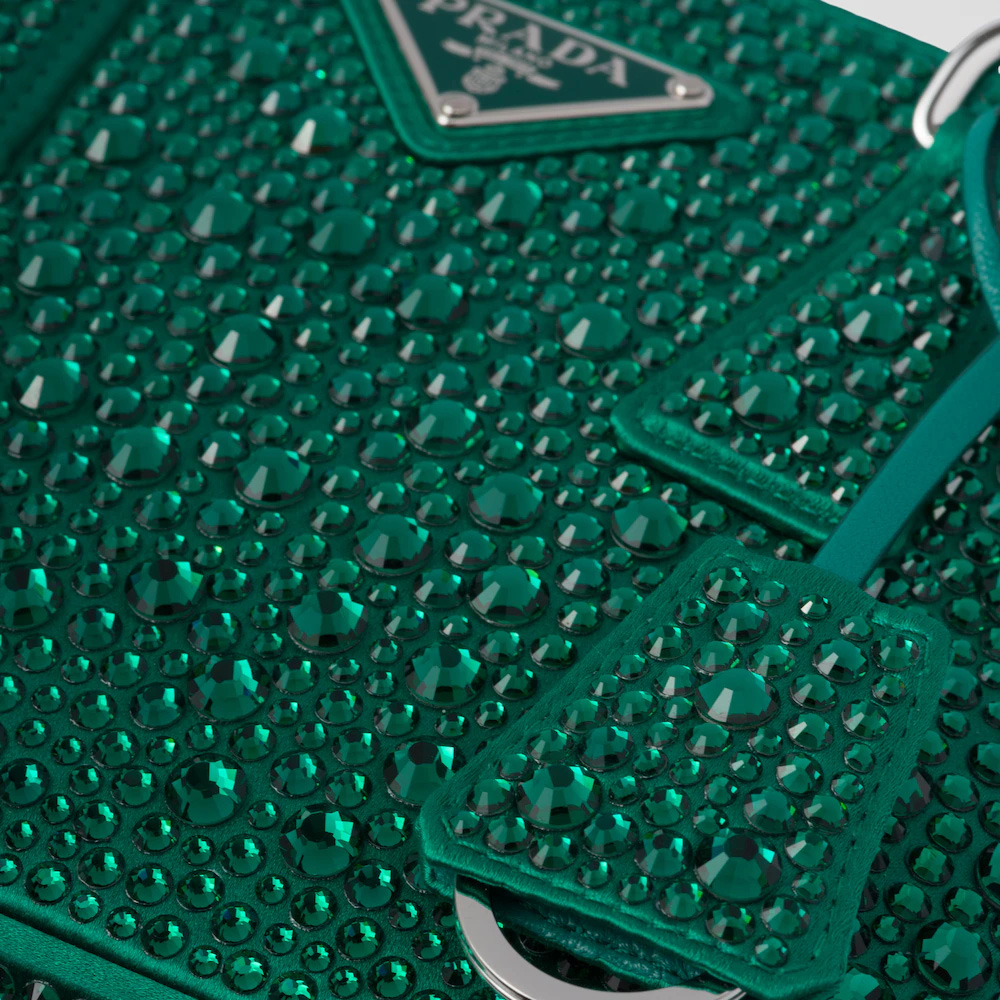 Galleria satin mini-bag with crystals