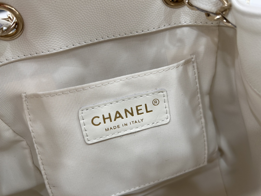 CHANEL Grained Shiny Calfskin & Gold-Tone Metal Withe - AS4398