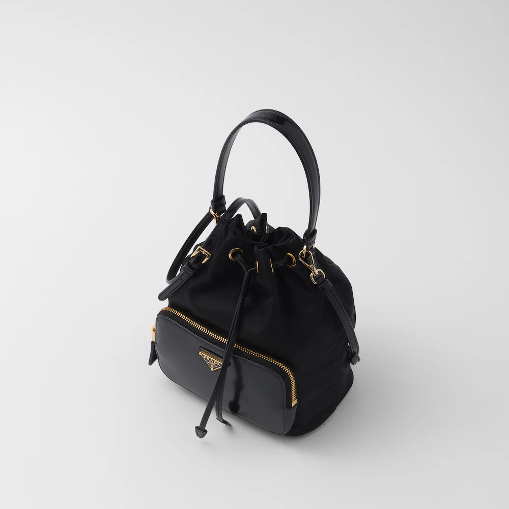 Re-Nylon and brushed leather bag