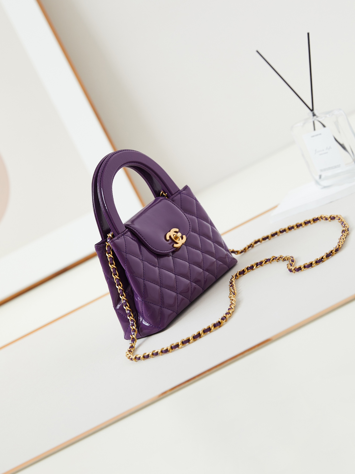 CHANEL Mini Shopping Bag kelly Purple- AS4416