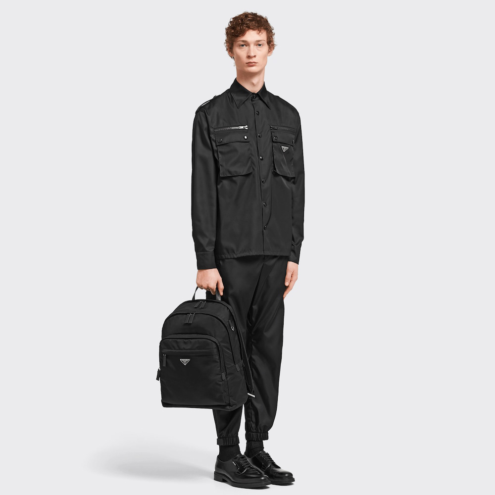 Re-Nylon and Saffiano leather backpack