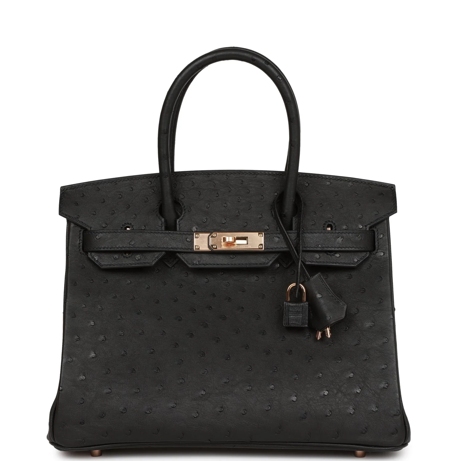 Birkin 30 Black Ostrich Rose Gold Hardware