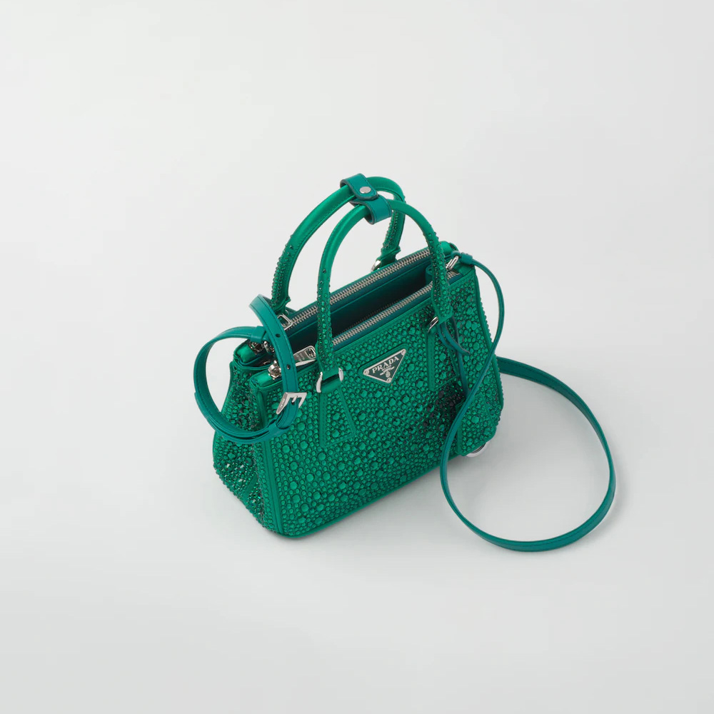 Galleria satin mini-bag with crystals