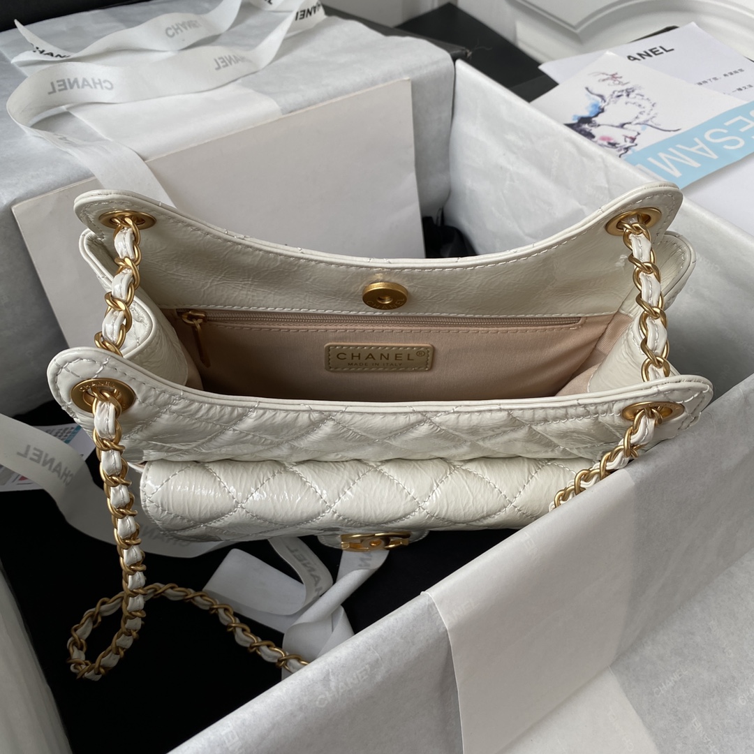 CHANEL Hobo Handbag White-AS4322