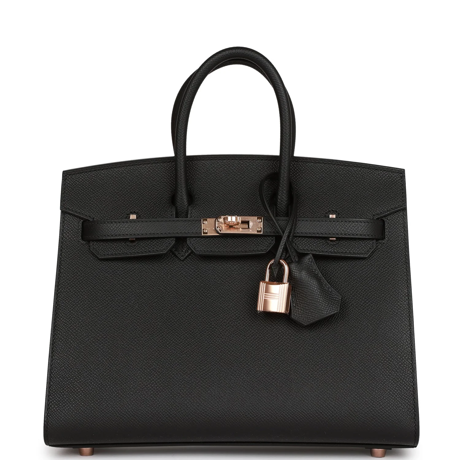 Birkin Sellier 25 Black Epsom Rose Gold Hardware