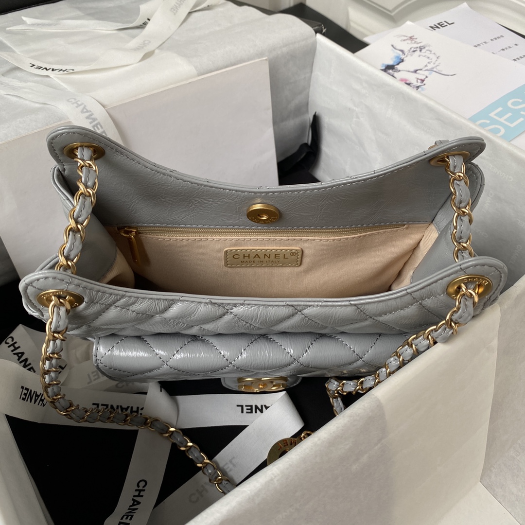 CHANEL Hobo Handbag Gray-AS4322