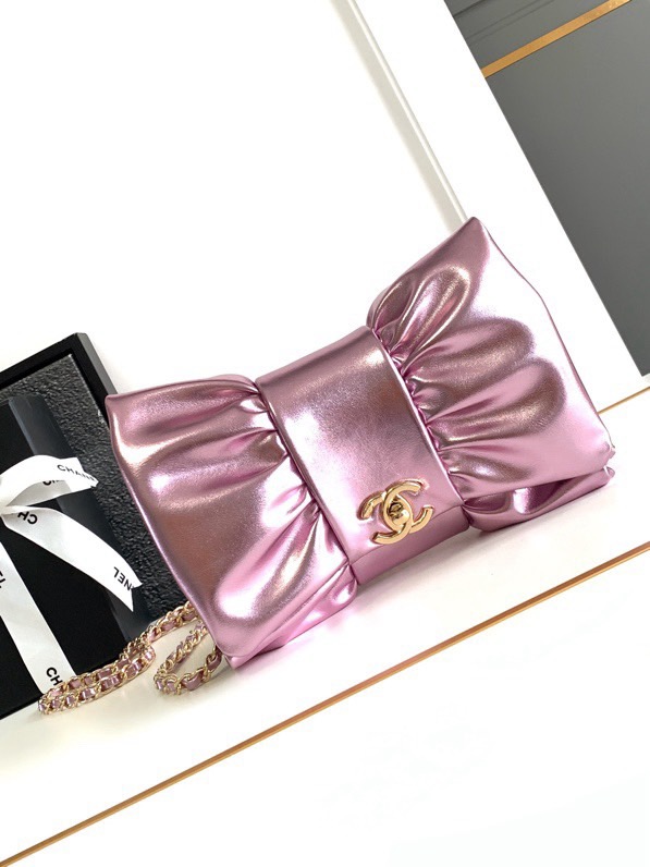 CHANEL Metallic Lambskin & Gold-Tone Metal Pink - AS5129