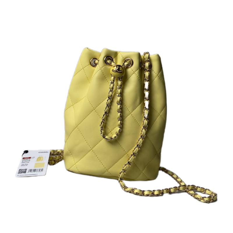 CHANEL Backpacks  Shiny Lambskin & Gold-Tone Metal Yellow-AS4810