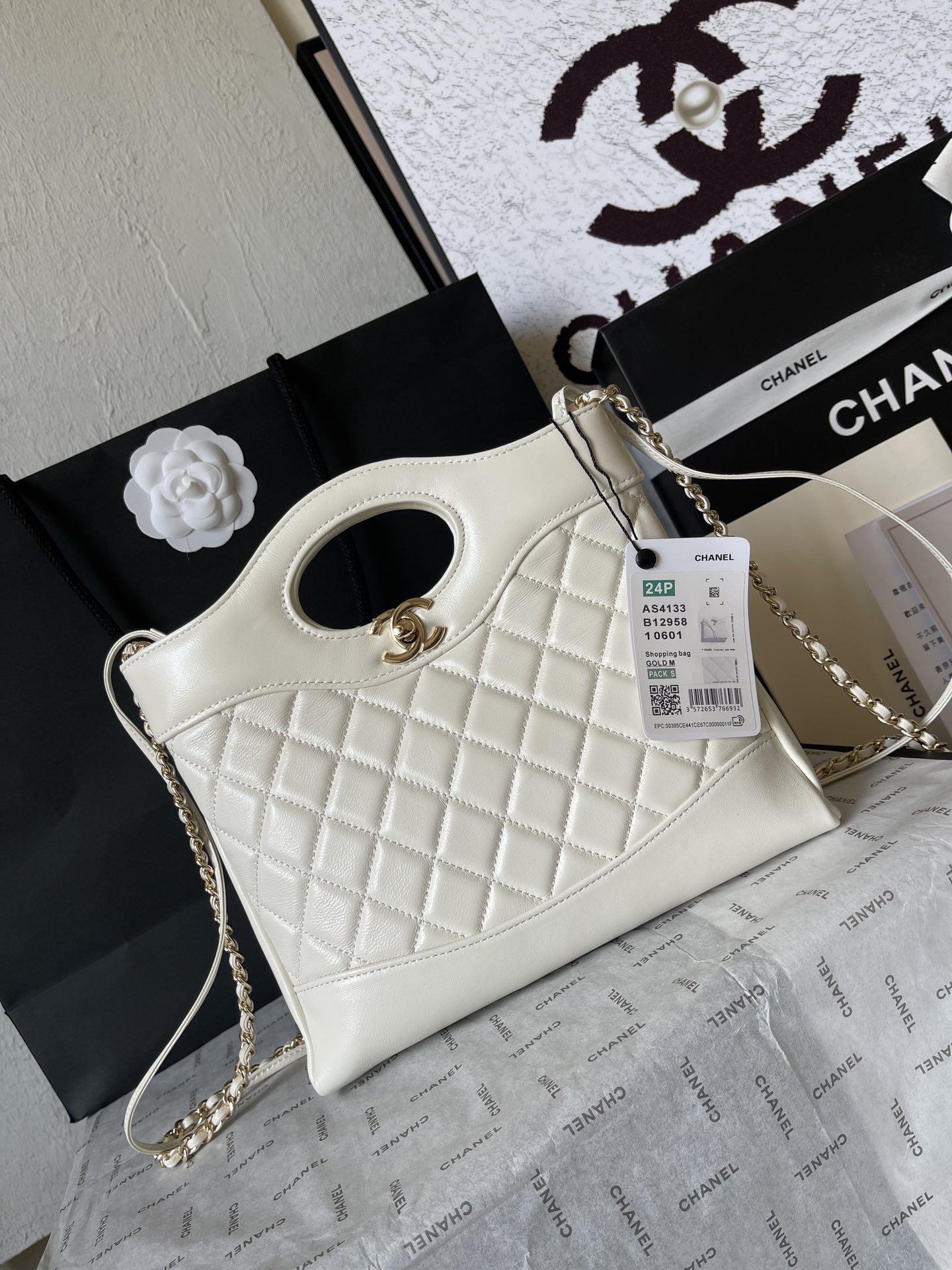 CHANEL 31 Mini Shopping Bag White-AS4133