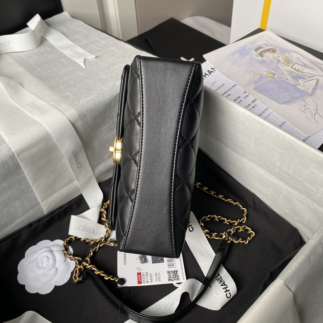 CHANEL Mini Flap Bag with Top Handle Black-AS5001