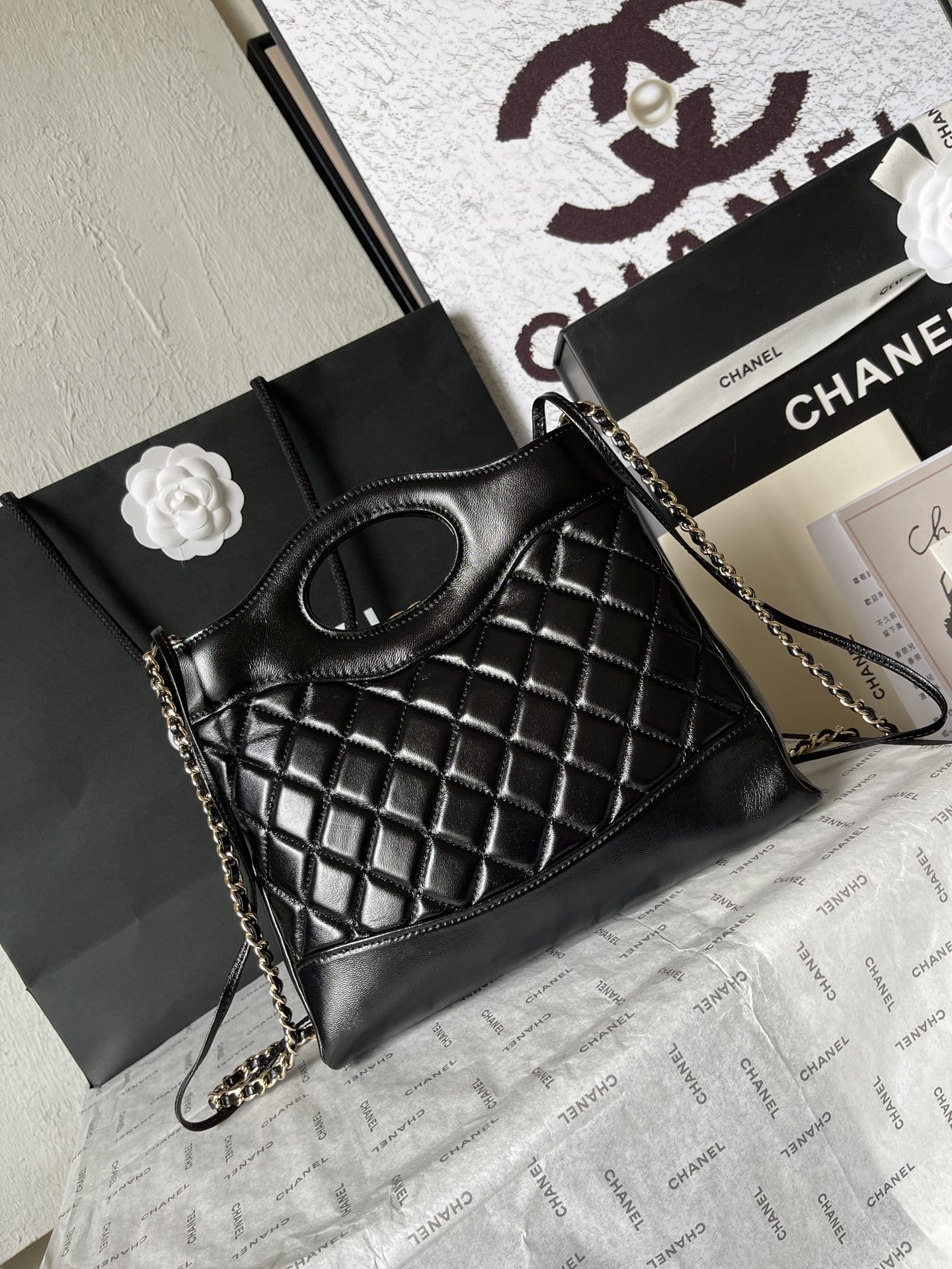 CHANEL 31 Mini Shopping Bag Black-AS4133